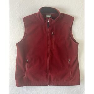 LL Bean Vest Mens Size XL Red Sweater Fleece Full Zip Outdoors Camping Fishing‎